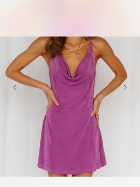 Hello Molly Violet Cowl Neck Mini Dress